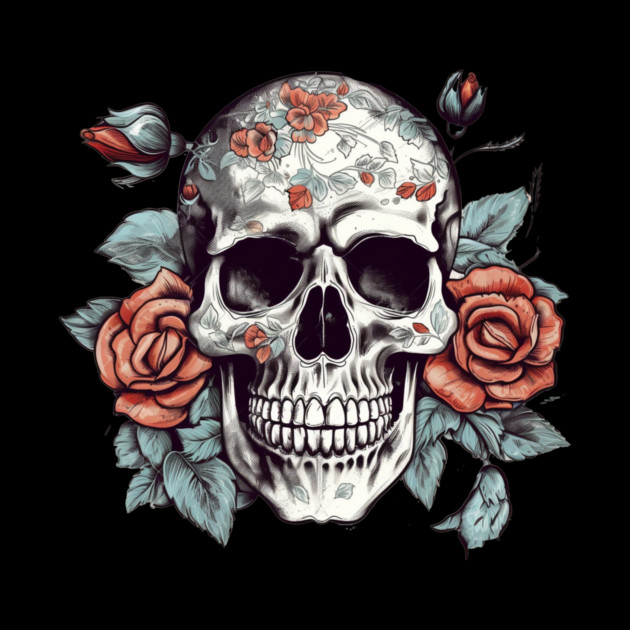 Skull floral Rose Vintage Day of the Dead by logiamerch