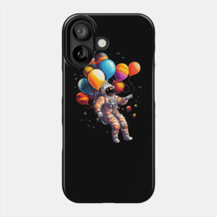 Astronaut Floating with Planets as Ballons Colorful Phone Case