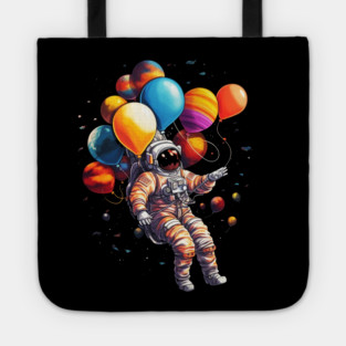 Astronaut Floating with Planets as Ballons Colorful Tote