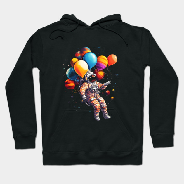 Astronaut Floating with Planets as Ballons Colorful Hoodie by logiamerch