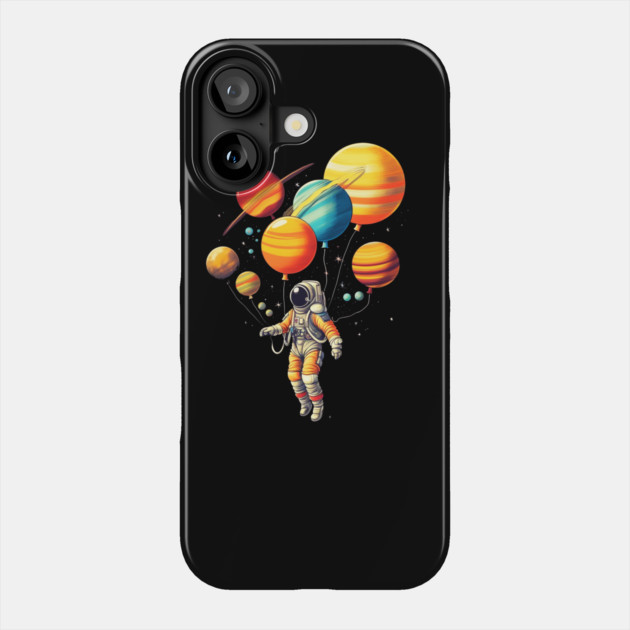 Astronaut Floating with Planets as Balloons Colourfu Phone Case by logiamerch