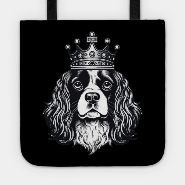 Cavalier King Charles Spaniel Dog wearing a crown Tote by logiamerch