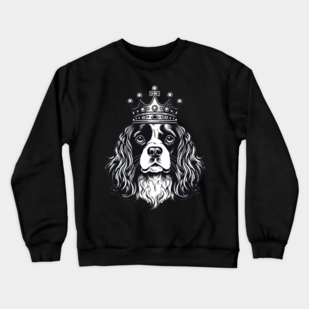 Cavalier King Charles Spaniel Dog wearing a crown Crewneck Sweatshirt by logiamerch