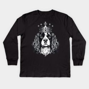 Cavalier King Charles Spaniel Dog wearing a crown Kids Long Sleeve T-Shirt