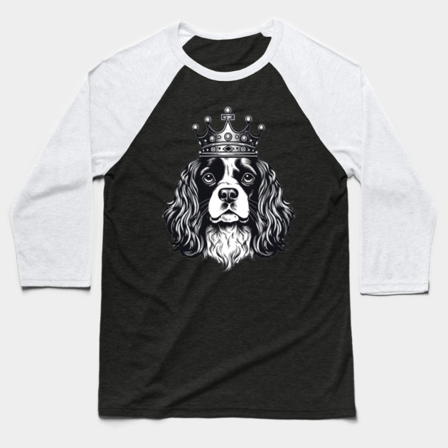 Cavalier King Charles Spaniel Dog wearing a crown Baseball T-Shirt by logiamerch