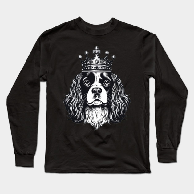 Cavalier King Charles Spaniel Dog wearing a crown Long Sleeve T-Shirt by logiamerch