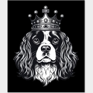 Cavalier King Charles Spaniel Dog wearing a crown Posters and Art