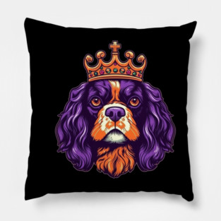 Cavalier King Charles Spaniel Dog wearing a crown Pillow