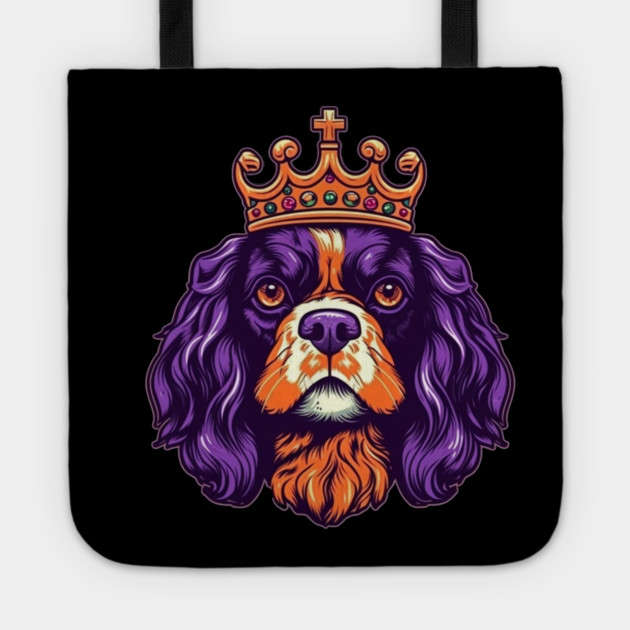 Cavalier King Charles Spaniel Dog wearing a crown Tote by logiamerch