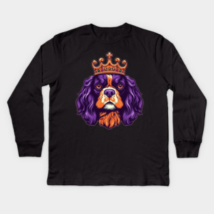 Cavalier King Charles Spaniel Dog wearing a crown Kids Long Sleeve T-Shirt