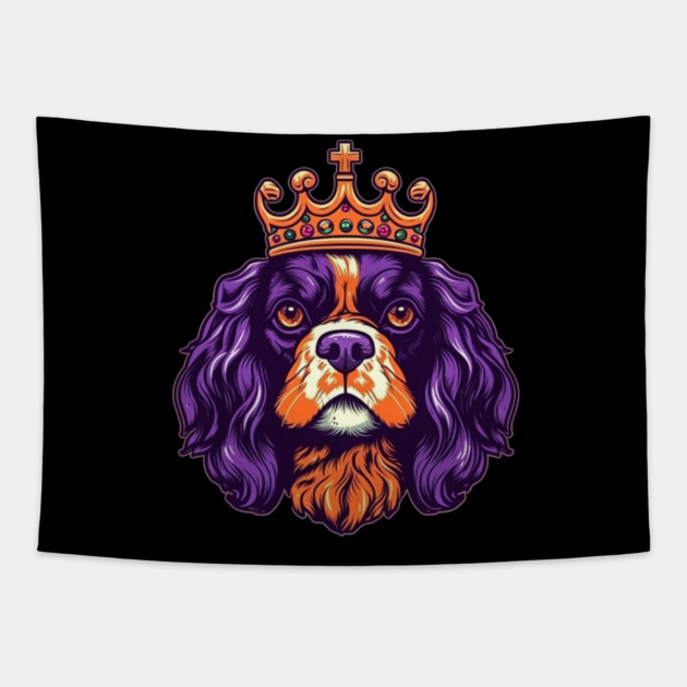 Cavalier King Charles Spaniel Dog wearing a crown Tapestry by logiamerch