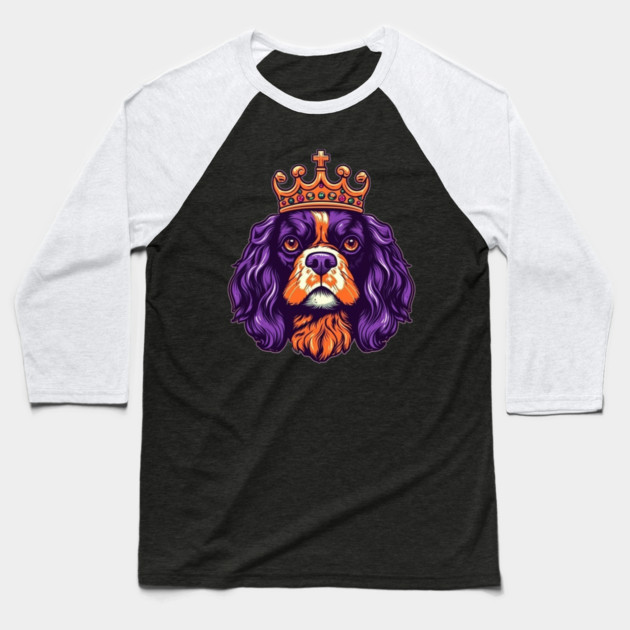 Cavalier King Charles Spaniel Dog wearing a crown Baseball T-Shirt by logiamerch
