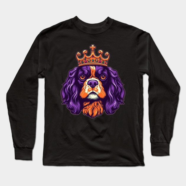 Cavalier King Charles Spaniel Dog wearing a crown Long Sleeve T-Shirt by logiamerch