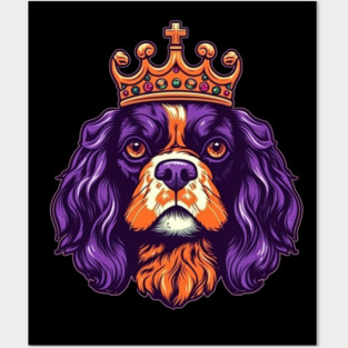 Cavalier King Charles Spaniel Dog wearing a crown Posters and Art