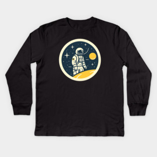Minimal Astronaut, Science, Space Kids Long Sleeve T-Shirt