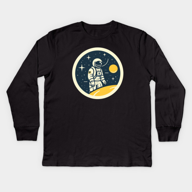 Minimal Astronaut, Science, Space Kids Long Sleeve T-Shirt by logiamerch