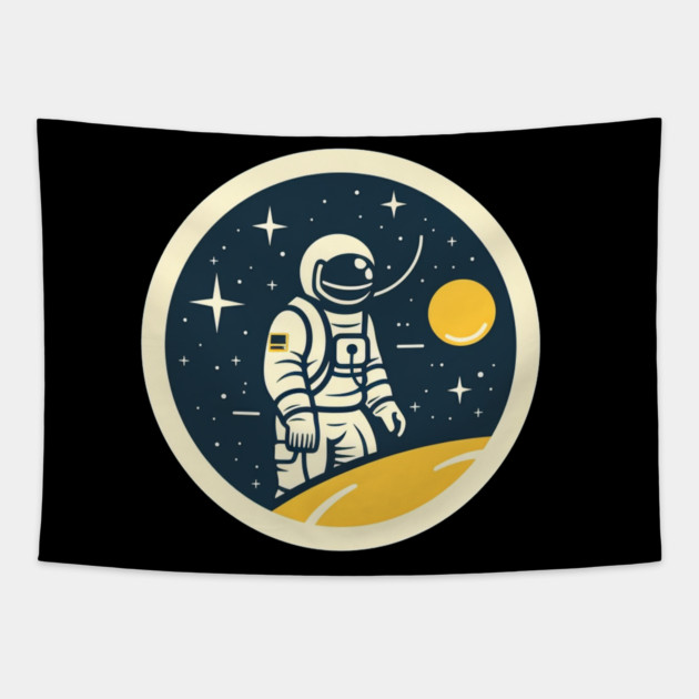Minimal Astronaut, Science, Space Tapestry by logiamerch