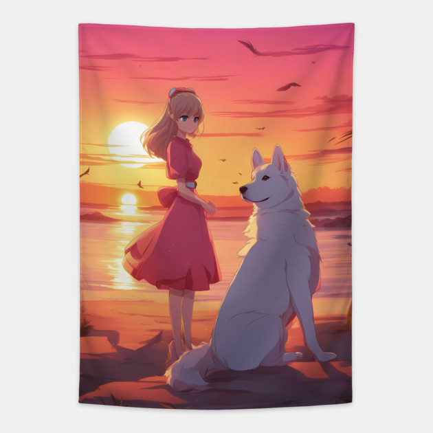 Sunset Paradise Tapestry by animegirlnft