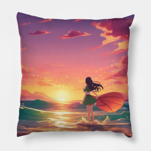 Adventure Catchy Views Pillow by animegirlnft