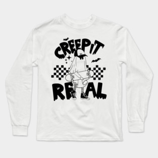 Creep It Real Ghost Skateboard Long Sleeve T-Shirt