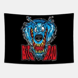 Snarling Wolf, Werewolf or Wolfman Cartoon Tapestry