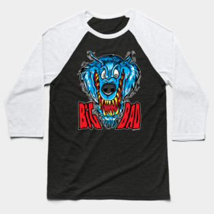 Snarling Wolf, Werewolf or Wolfman Cartoon Baseball T-Shirt
