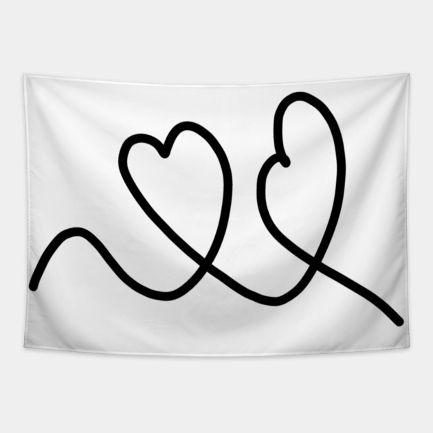 Cute, Hearts Drawing Tapestry by BlackMeme94