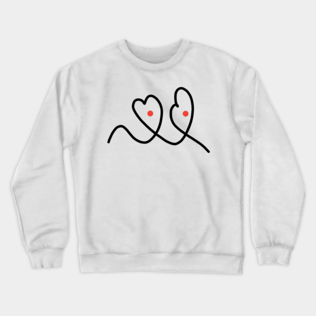 Cute And Funny Hearts With Eyes Drawing Crewneck Sweatshirt by BlackMeme94