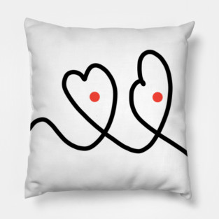 Cute And Funny Hearts With Eyes Drawing Pillow