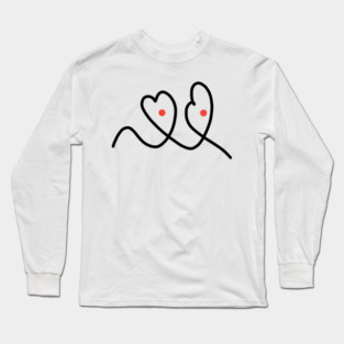 Cute And Funny Hearts With Eyes Drawing Long Sleeve T-Shirt