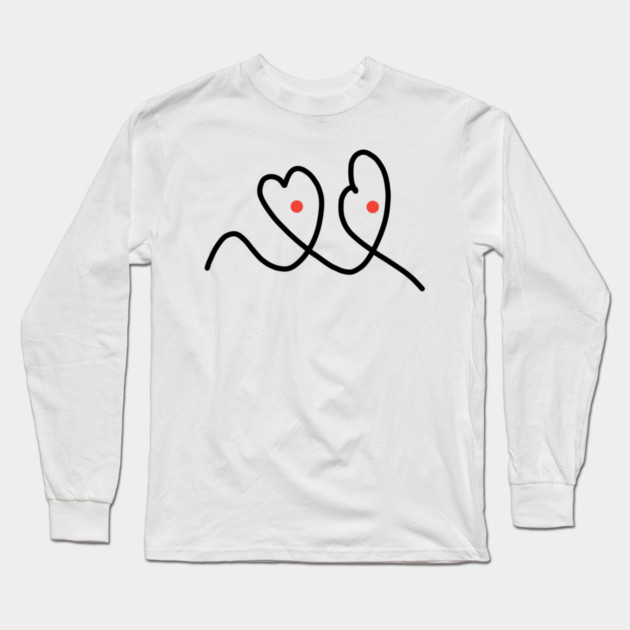 Cute And Funny Hearts With Eyes Drawing Long Sleeve T-Shirt by BlackMeme94