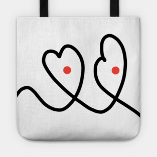 Cute And Funny Hearts With Eyes Drawing Tote