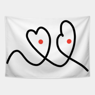Cute And Funny Hearts With Eyes Drawing Tapestry