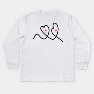 Cute And Funny Hearts With Eyes Drawing Kids Long Sleeve T-Shirt