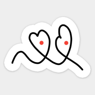 Cute And Funny Hearts With Eyes Drawing Sticker