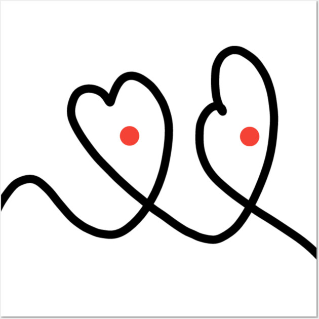 Cute And Funny Hearts With Eyes Drawing Wall Art by BlackMeme94