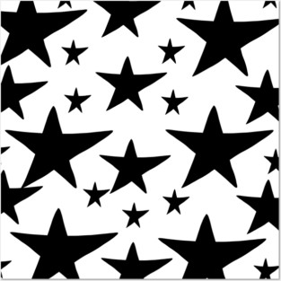 Black stars pattern Posters and Art