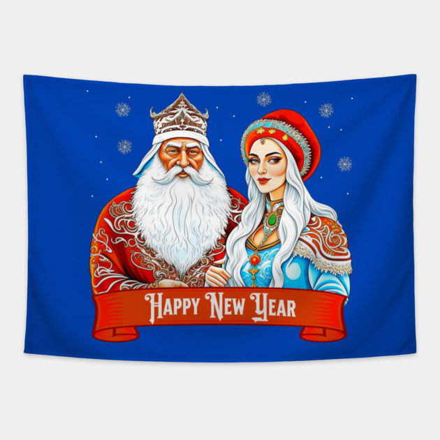 Ded Moroz and Snow Maiden Tapestry by HolidayBug