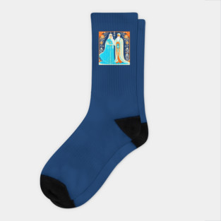Art Deco Ded Moroz and Snow Maiden Socks
