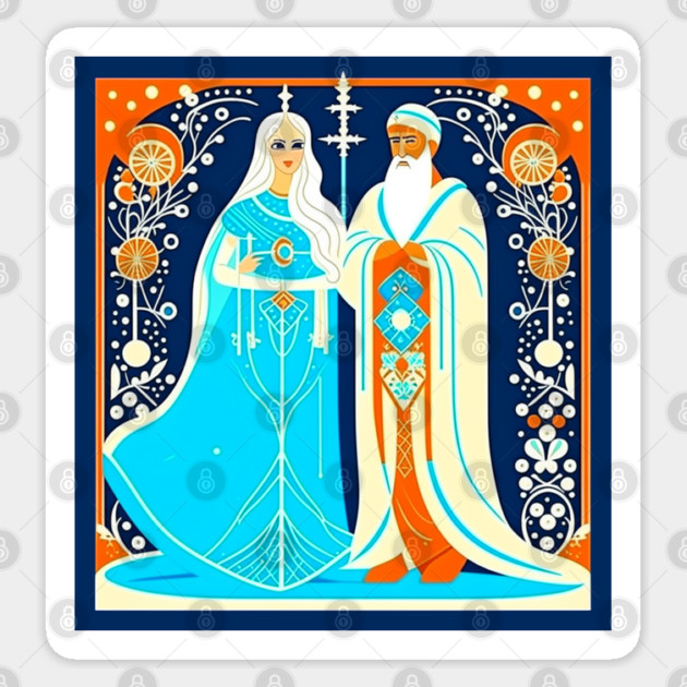 Art Deco Ded Moroz and Snow Maiden Sticker by HolidayBug