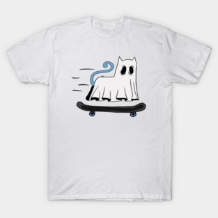 Skateboarding Ghost Cat T-Shirt