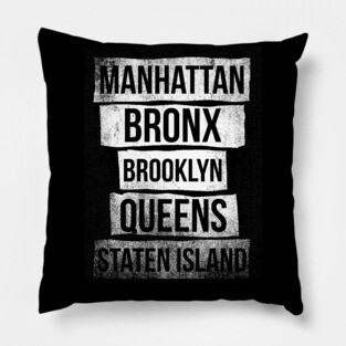The 5 Boroughs of NY Distressed List Pillow