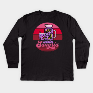 Retro Sunset Winter Sangria Kids Long Sleeve T-Shirt
