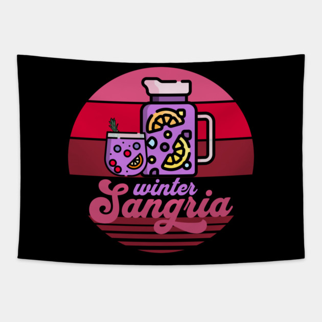 Retro Sunset Winter Sangria Tapestry by HolidayBug