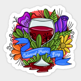Retro Cabernet Franc Day, floral arsty wine Sticker