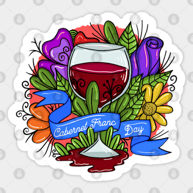 Retro Cabernet Franc Day, floral arsty wine Sticker by HolidayBug