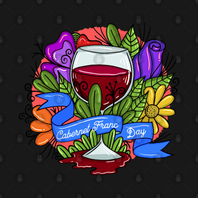 Retro Cabernet Franc Day, floral arsty wine by HolidayBug