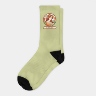 Art Nouveau Poinsettia Woman Socks