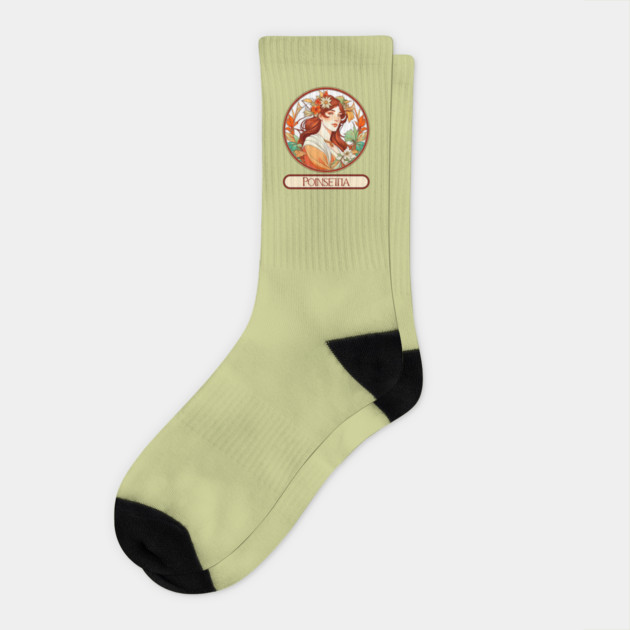 Art Nouveau Poinsettia Woman Socks by HolidayBug