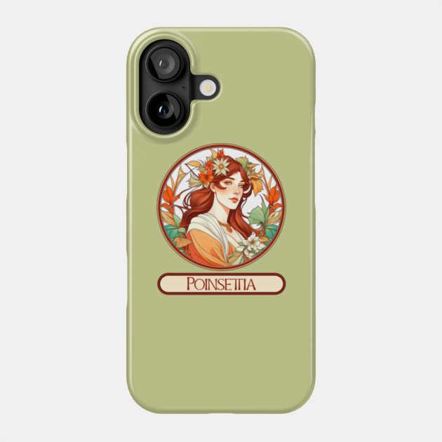 Art Nouveau Poinsettia Woman Phone Case by HolidayBug